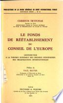 Le Fonds de réétablissement du Conseil de l'Europe