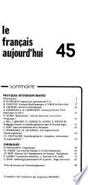 Le Français aujourd'hui