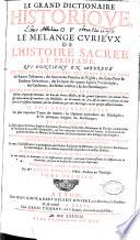Le grand dictionaire historique, ou, Le mélange curieux de l'histoire sacrée et profane ...