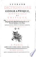 Le grand dictionnaire geographique, historique et critique. Nouvelle ed