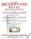Le Grand Dictionnnaire Royal En Trois Langues