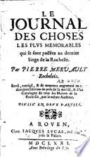Le journal des choses les plus mémorables qui se sont passées au dernier siège de La Rochelle