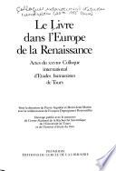 Le livre dans l'Europe de la Renaissance