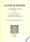 Le livre du Recteur de l'Académie de Genève (1559-1878)