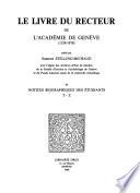Le livre du recteur de l'Académie de Genève (1559-1878).