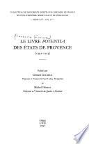 Le livre Potentia des états de Provence (1391-1523)