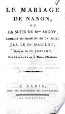 Le mariage de Nanon, ou La suite de Mme Angot,