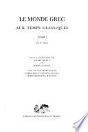 Le monde grec aux temps classiques: Le Ve siècle