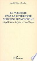 Le paratexte dans la littérature africaine francophone