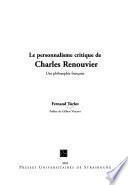 Le personnalisme critique de Charles Renouvier