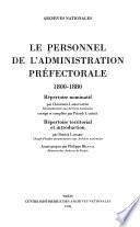 Le personnel de l'administration préfectorale, 1800-1880