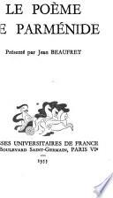 Le poème de Parménide