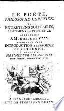 Le Poëte Philosophe-Chretien, Ou Entretiens Solitaires, Sentimens De Pénitence