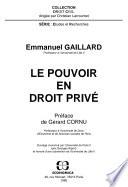 Le pouvoir en droit privé