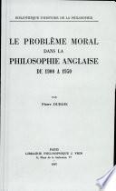 Le Problème moral dans la philosophie anglaise