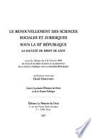 Le renouvellement des sciences sociales et juridiques sous la IIIe République