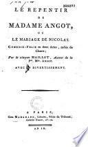 Le repentir de madame Angot, ou le mariage de Nicolas