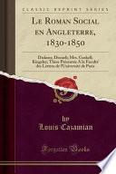 Le Roman Social en Angleterre, 1830-1850