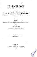 Le sacerdoce dans l'Ancien Testament