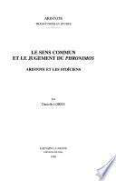 Le sens commun et le jugement du phronimos
