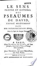 Le Sens propre et litteral des Pseaumes de David
