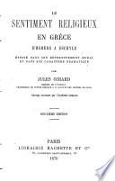 Le sentiment religieux en Grèce d'Homère à Eschyle