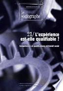 le Sociographe n°21 : L'expérience est-elle qualifiable ?