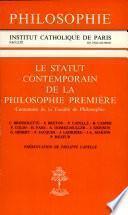 Le statut contemporain de la philosophie première