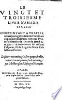 Le Vingt et Troisiesme Livre d'Amadis de Gaule ...