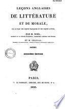 Leçons anglaises de littérature et de morale...