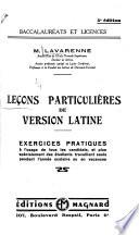 Leçons particulières de versione latine