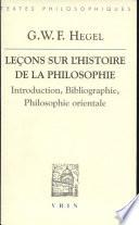 Leçons sur l'histoire de la philosophie