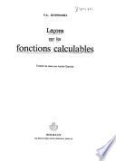 Lecons sur les fonctions calculables