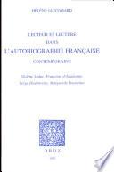 Lecteur et lecture dans l'autobiographie franc̜aise contemporaine