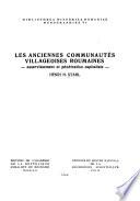 Les anciennes communautés villageoises roumaines