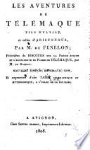 Les aventures de Te'le'maque fils d'Ulysse, et celles d'Aristonous, par m. de Fe'ne'lon; pre'ce'de'es du Discours sur la Poe'sie e'pique et l'excellence du Poeme de Te'le'maque, par m. de Ramsay