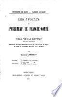 Les avocats du parlement de Franche-Comté