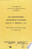 Les « bourgeoisies » municipales italiennes aux IIe et Ier siècles av. J.-C.