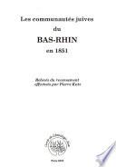 Les communautés juives du Bas-Rhin en 1851