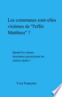 Les communes sont-elles victimes de l'effet Matthieu ?