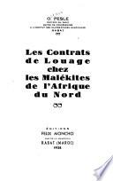 Les contrats de louage chez les Malékites de l'Afrique du Nord