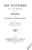 Les dataires du XVe siècle et les origines de la daterie apostolique