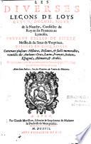 Les Diverses leçons de Loys Guyon, Dolois ... , Divisées en cinq livres... Reveues, corrigees & augmentées de beaucoup par l'autheur en cette troisiesme edition