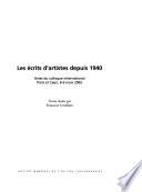 Les écrits d'artistes depuis 1940