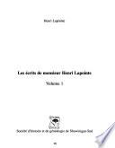 Les écrits de monsieur Henri Lapointe
