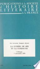 Les écrivains français devant la guerre de 1870 et devant la Commune