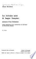 Les écrivains noirs de langue française
