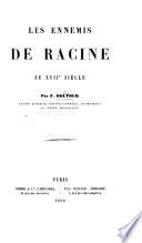 Les Ennemis de Racine au XVIIe siècle