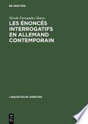 Les énoncés interrogatifs en allemand contemporain