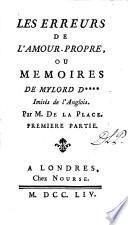 Les Erreurs De L'Amour-Propre, Ou Memoires De Mylord D****